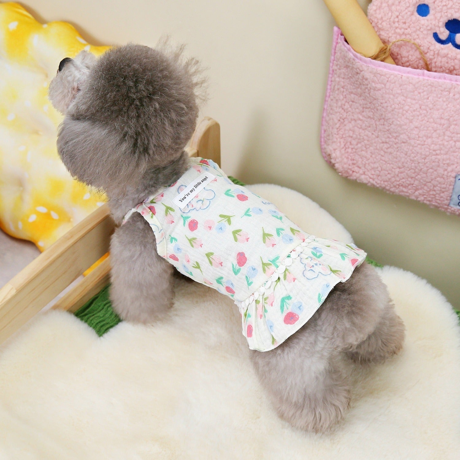 Puppy costume Teddy Schnauzer peach heart gauze skirt