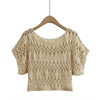 Fashionable and Sexy  Style Women's Round Neck Crochet Top with Loose Fit