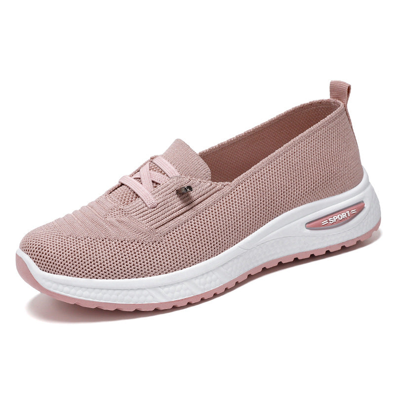 Summer flat bottomed shallow mouth walking shoes fly woven breathable lazy shoes one foot sole shoes