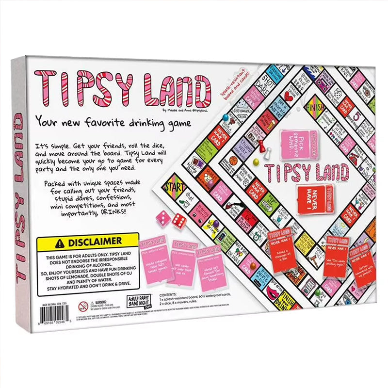 Tipsy Land Drinking Games: Interactive game for adult girls' nights, bachelorette & Halloween parties. For 2 - 8 players.
