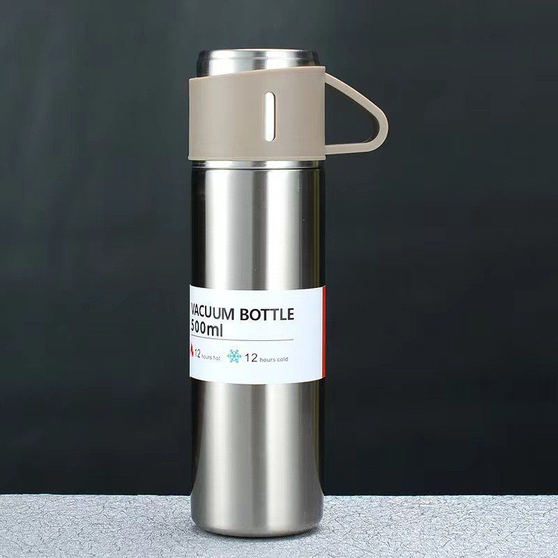 A cup of three-lid thermos cup portable fashion gift box set stainless steel cup
