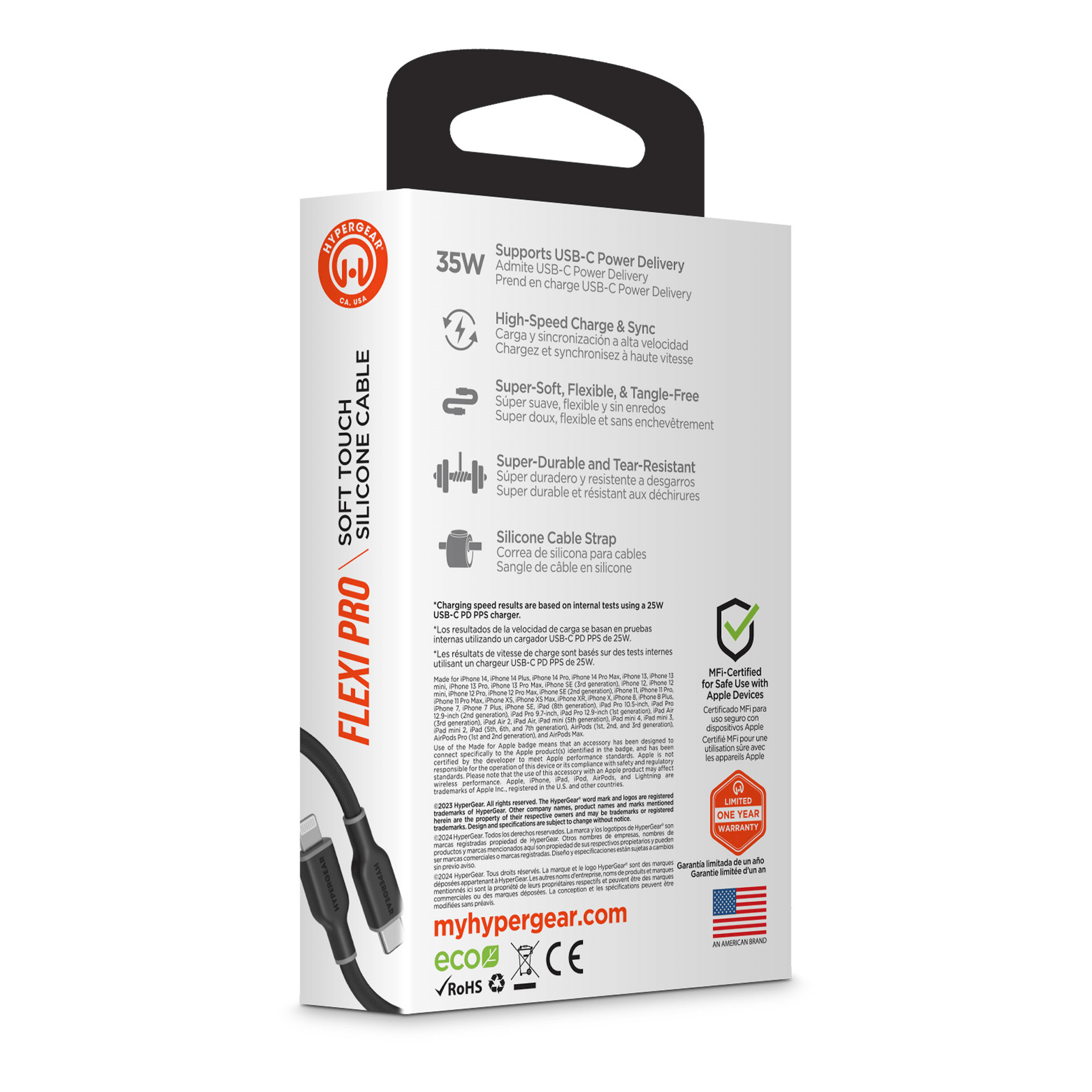 HyperGear Flexi PRO USB-C to Lightning Cable 4ft