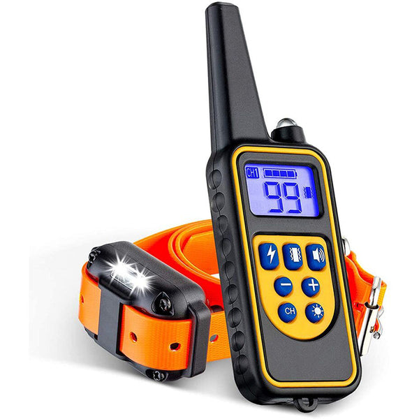 Dog training supplies - bark control device. The collar features electric shock and vibration for training.
