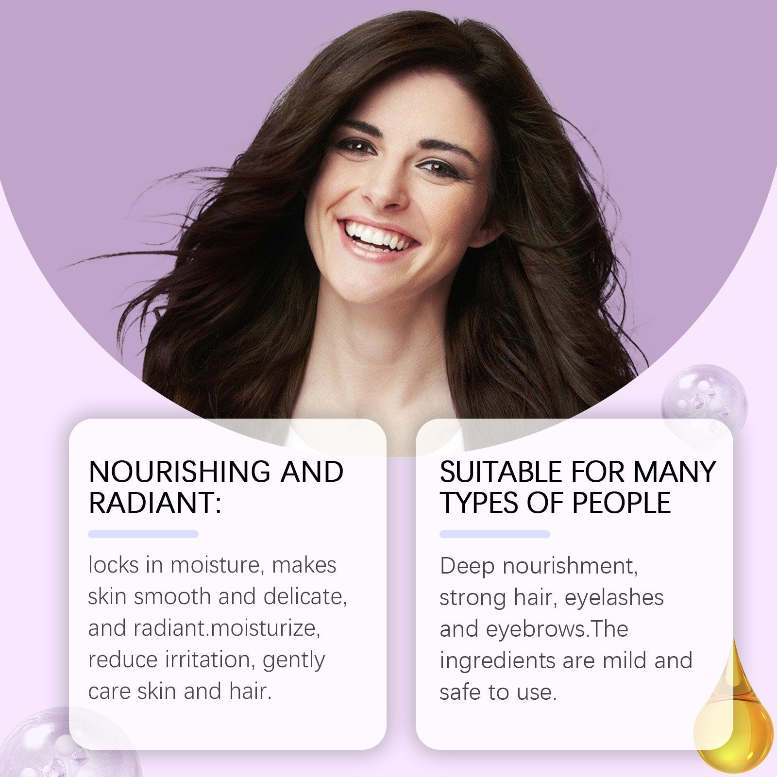 Ouhoe Black Castor Oil Eyebrow Eyelash Hair Soft Shine Skin Care Multi-Effect Care Essential Oil