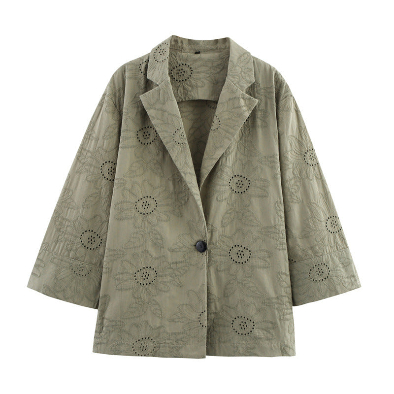 Elegant Embroidered Blazer and Straight Pants Set Style