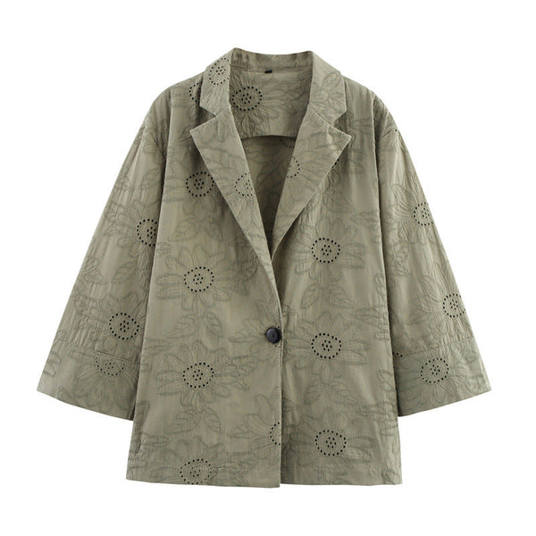 Elegant Embroidered Blazer and Straight Pants Set Style