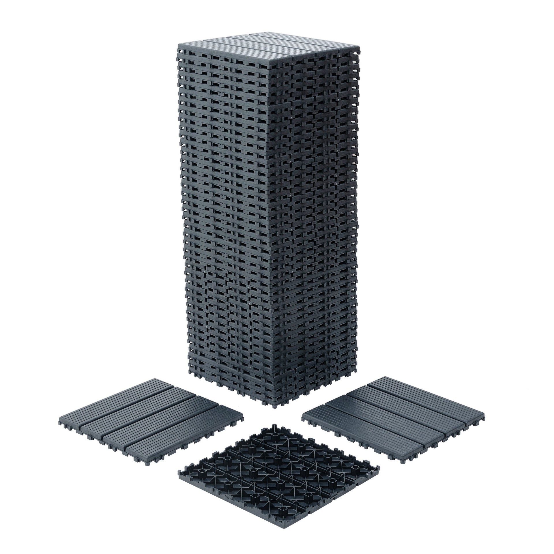 Plastic interlocking deck tiles, 44 waterproof outdoor terrace deck tiles, 12 