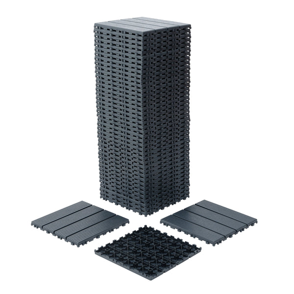 Plastic interlocking deck tiles, 44 waterproof outdoor terrace deck tiles, 12 
