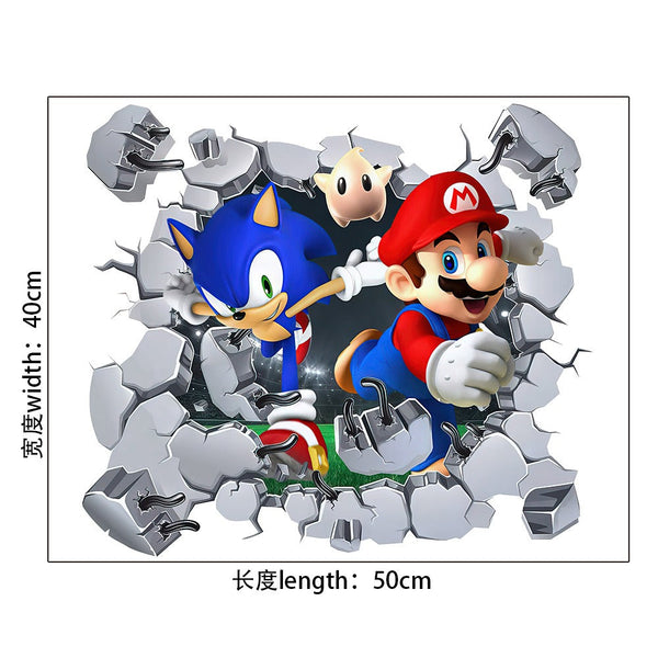 Sonic Stickers Cartoon Anime Super Mario Self Adhesive PVC Decoration Mario Stickers
