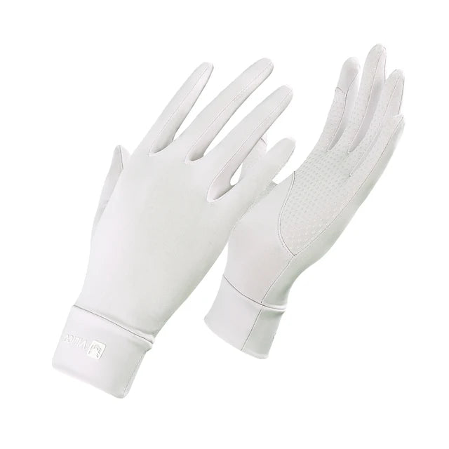 Cycling UV resistant thin breathable silicone anti slip touch screen sunscreen ice silk gloves