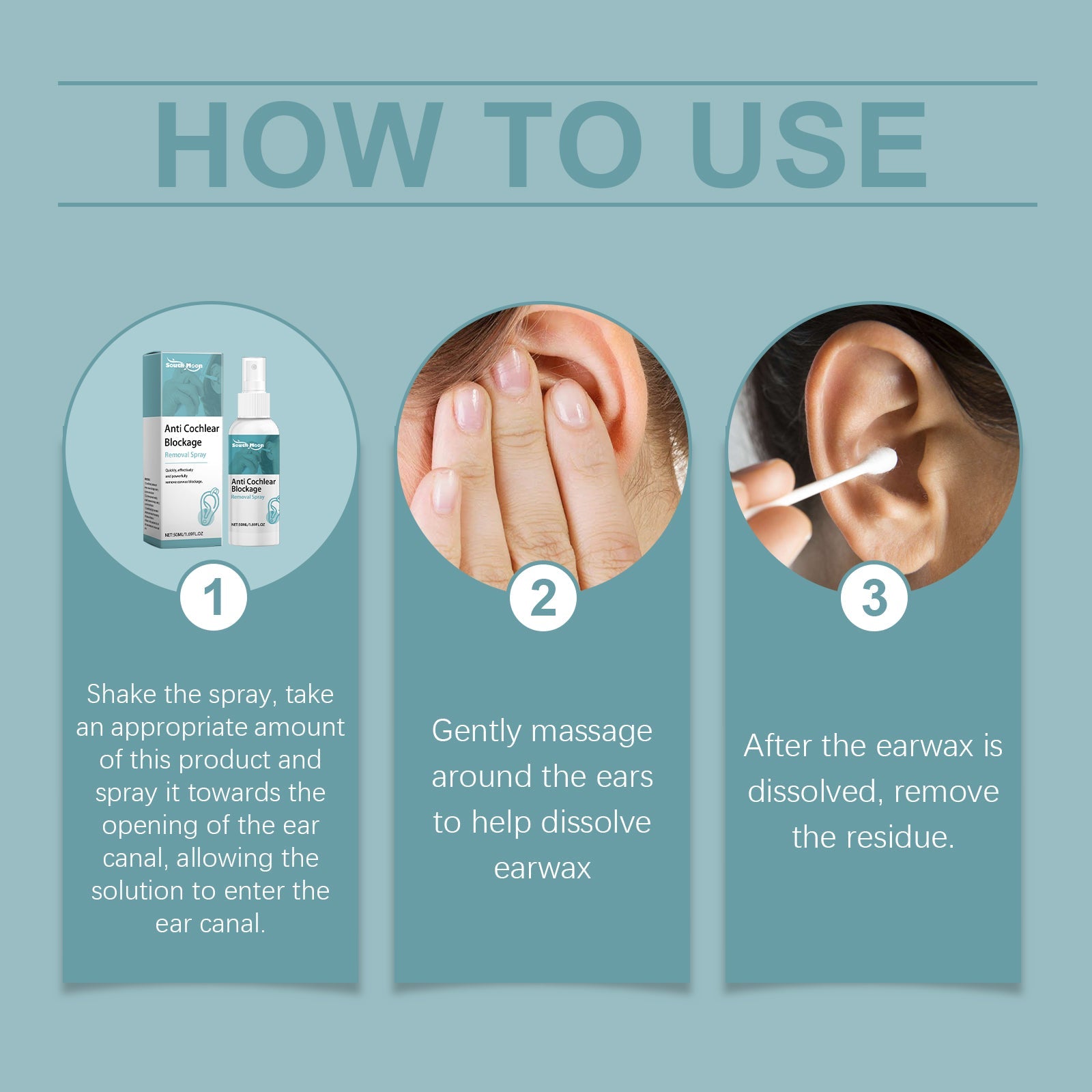 Anti Cochlear Blockage Removal Spray, Daily Gentle And Soothing Moisturizing Earwax Cleaning And Care Spray