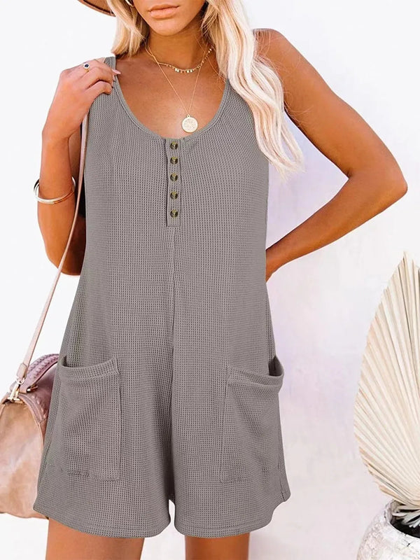 Pocketed Scoop Neck Sleeveless Romper