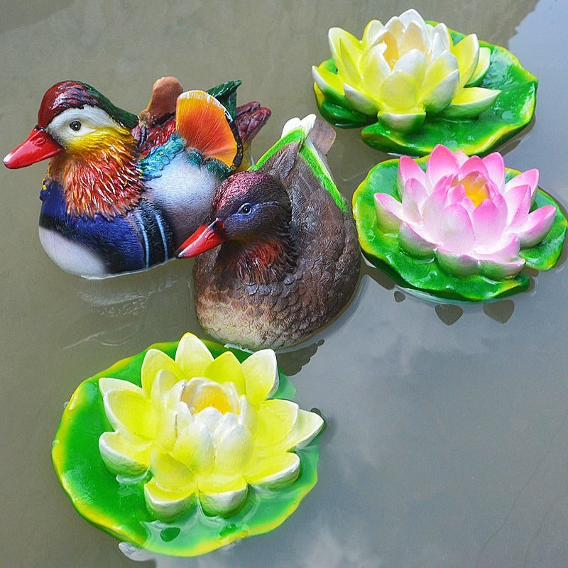 Floating Mandarin Duck Landscape Resin Decoration
