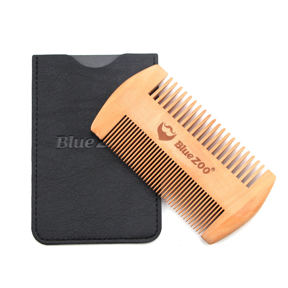 Pear Wood Double-Sided Beard Comb BlueZoo Beard Portable Comb Care And Care Antistatic
