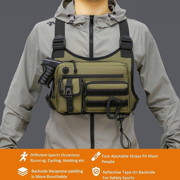 Men's Tactical Chest Bag - EDC Waterproof Anti-Theft Vest for Outdoor Cycling & Running