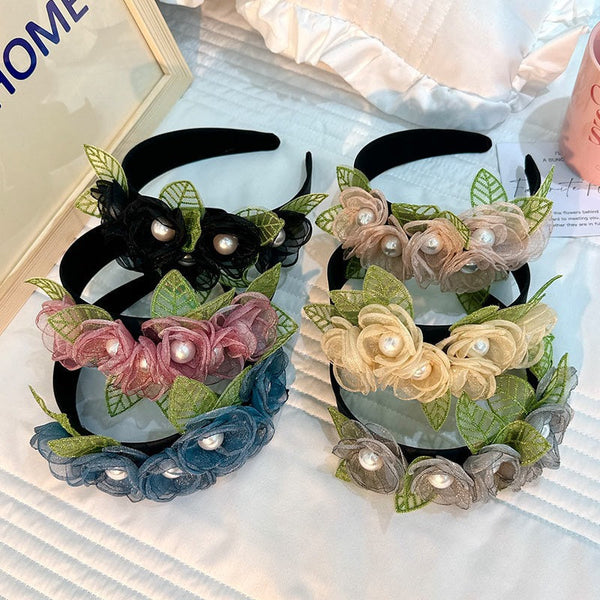 Fashionable fabric flower pearl flower headband