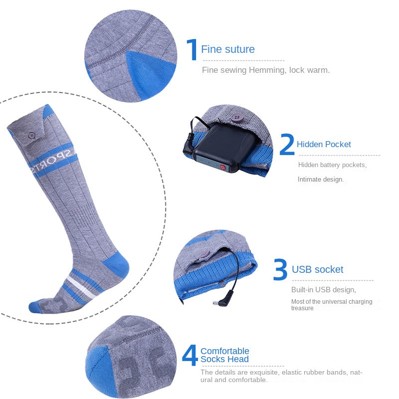 Hot socks for outdoor heating, keeping warm and charging, heating socks for feet, cold and warm feet, electric heating socks for skiing and heating
