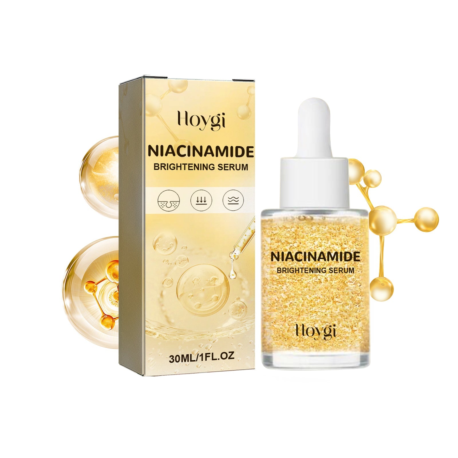 HOYGI Niacinamide Brightening Serum, Lightening Spots And Fine Lines Brightening Skin Hydrating Moisturizing Facial Treatment