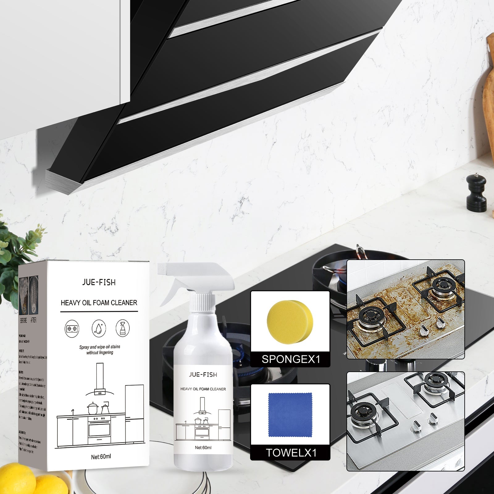 Heavy Oil Foam Cleaner, Kitchen Stove Range Hood Wash Basin Oil Dirt Removal Cleaner