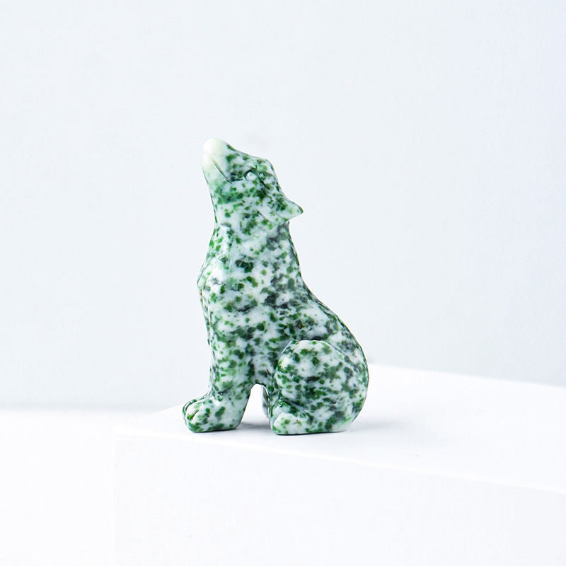 Natural crystal wolf cub carving piece, crystal animal raw stone, mineral specimen, home decoration ornament