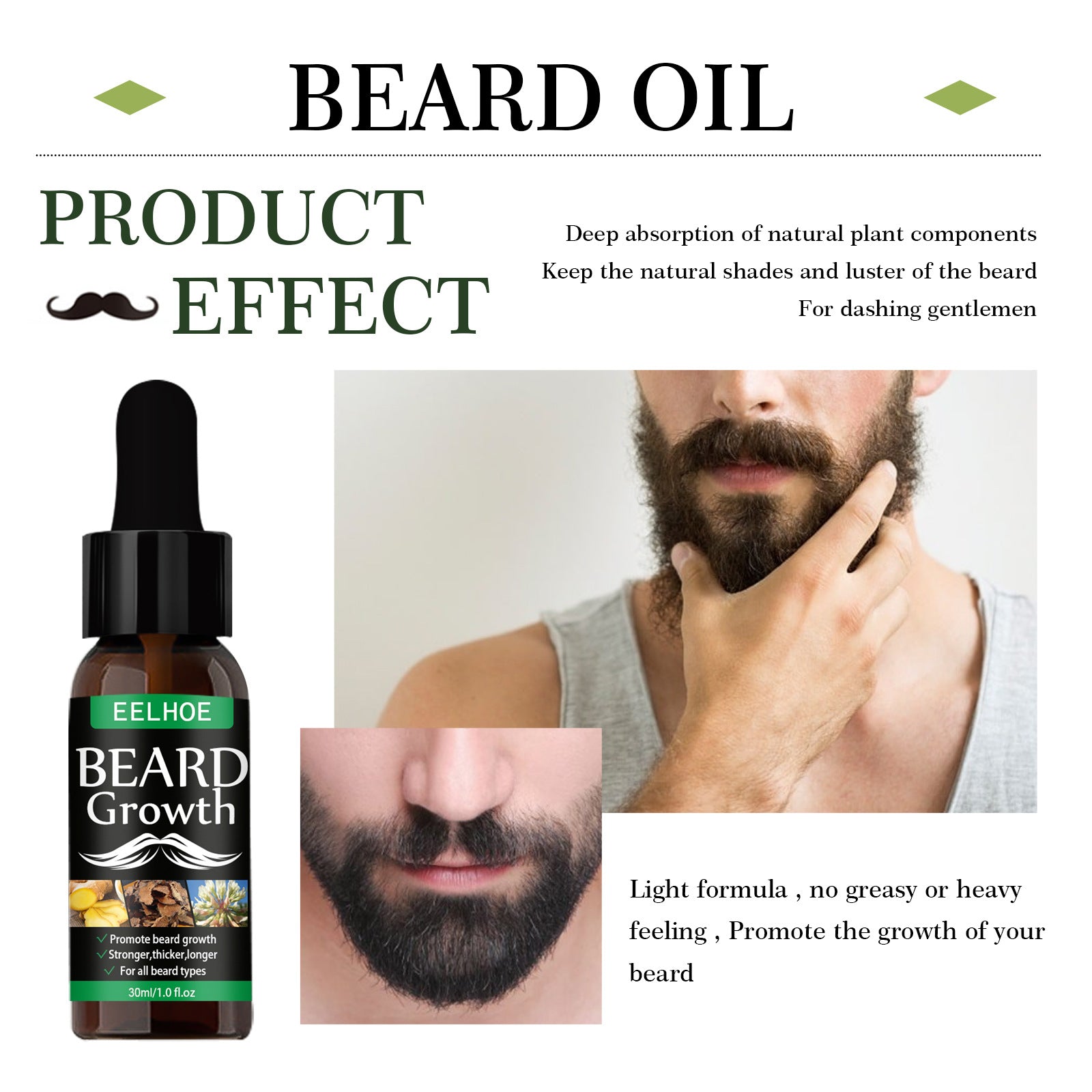 Beard Oil, Nourishing Moisturizing Spray Facial Hair Treatment Promotes Facial Growth And Thickening Liquid