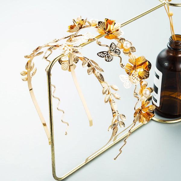 Hair Hoop Korean Version Of The Forest Fairy Flower Metal Head Hoop Korean Face Wash Headwear Photo Photo Pearl Accessories