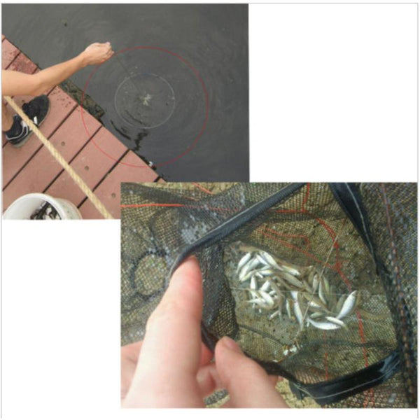 12 Holes Foldable Crab Fish Trap Cast Net Cast Folding Fishing Net