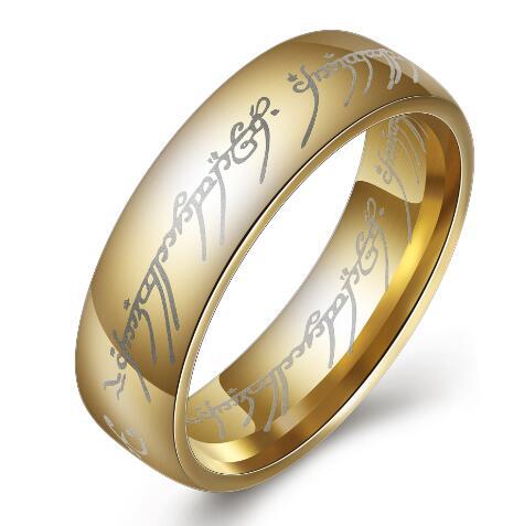 European and American movie peripheral laser Arabic font ring The Lord of the Rings stainless steel 6MM ring personality