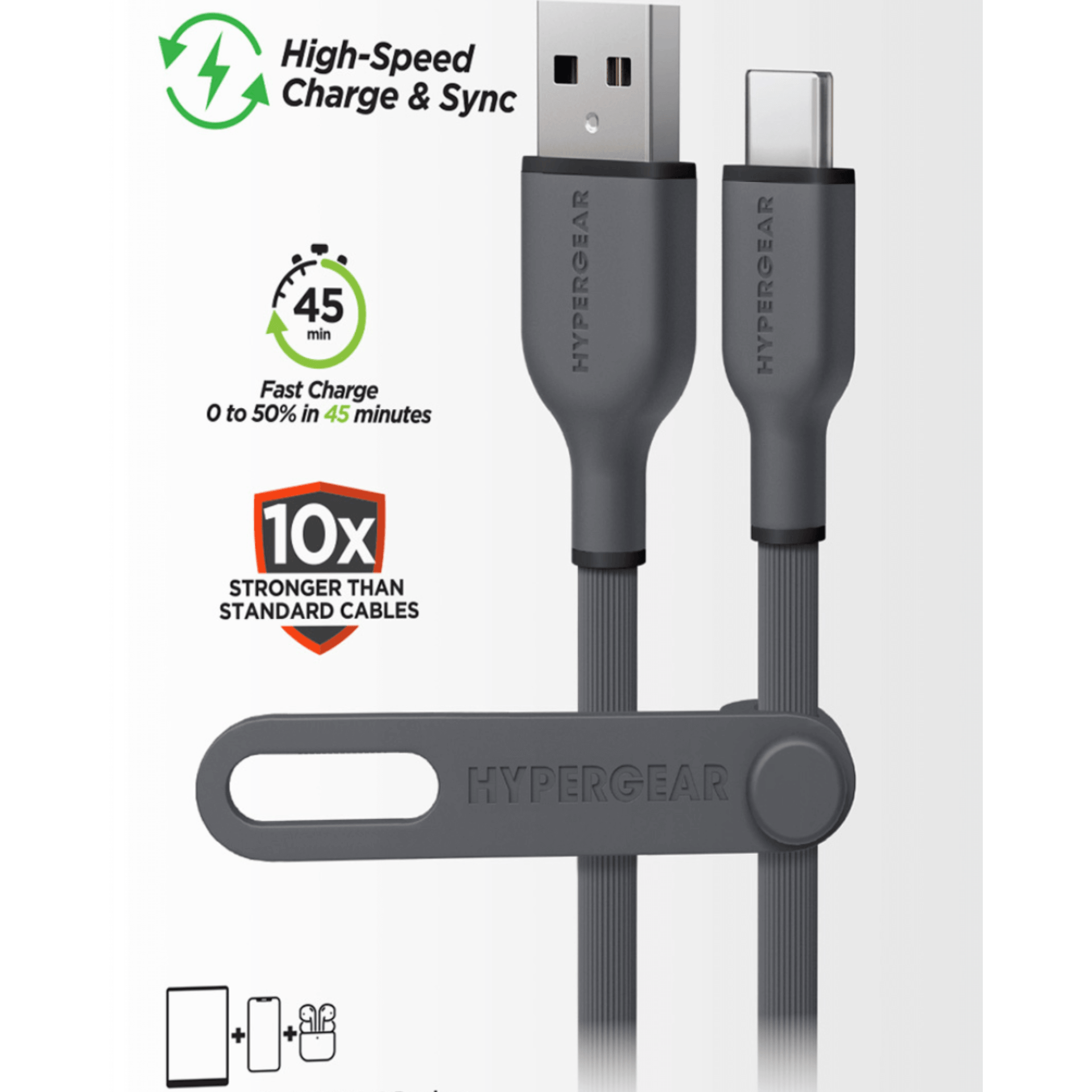 HyperGear Flexi PRO USB to USB-C Cable 10ft