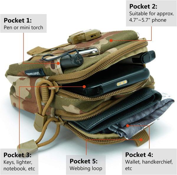 JupiterGear Tactical MOLLE Military Pouch Waist Bag for Hiking, Running and Outdoor Activities