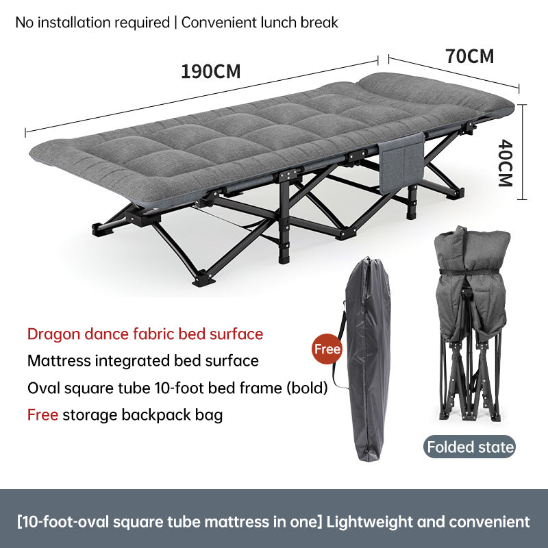 Outdoor camping bed, foldable beach bed, single garden siesta bed, with storage bag, lightweight.