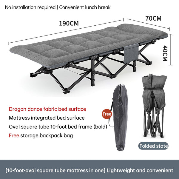 Outdoor camping bed, foldable beach bed, single garden siesta bed, with storage bag, lightweight.