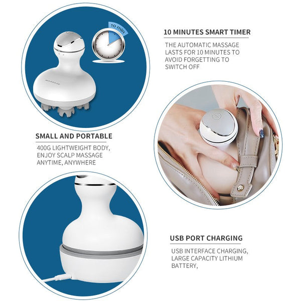 Head massager rechargeable head massager electric 3D scalp massager multifunctional head physiotherapy instrument