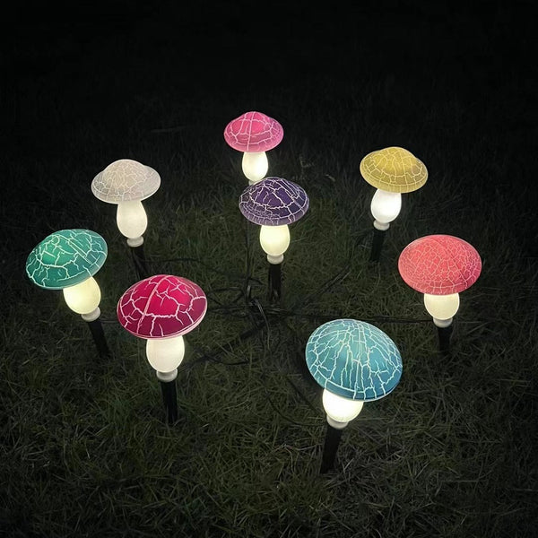 Solar mushroom light lawn LED ground plug light string outdoor waterproof one to eight plant decorative light