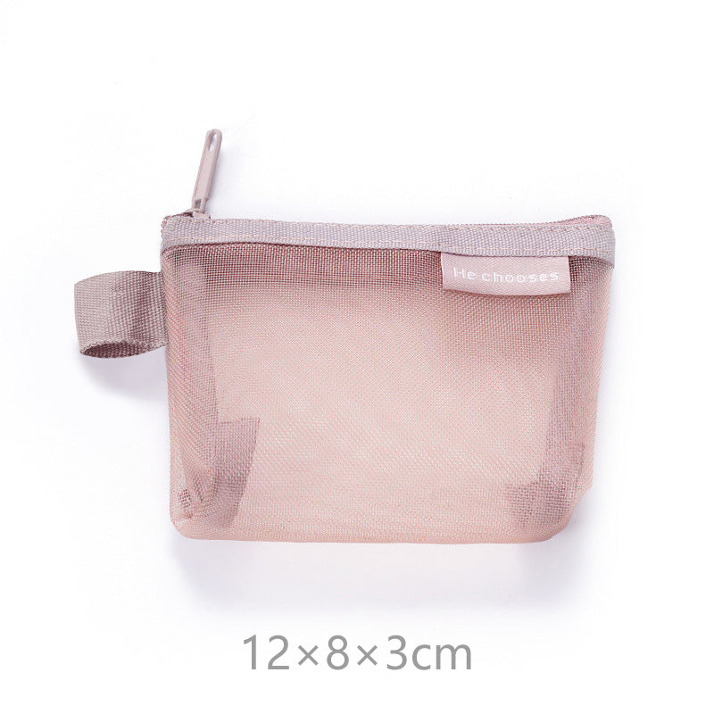 Simple three-dimensional triangle mesh coin key earphone storage bag transparent storage bag