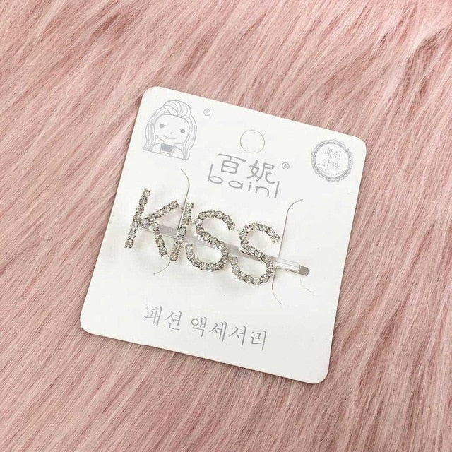 1PC Bling Letter Hairpins Headwear for Women Girls Hair Clips Pins Barrette Tools Hair Accessories