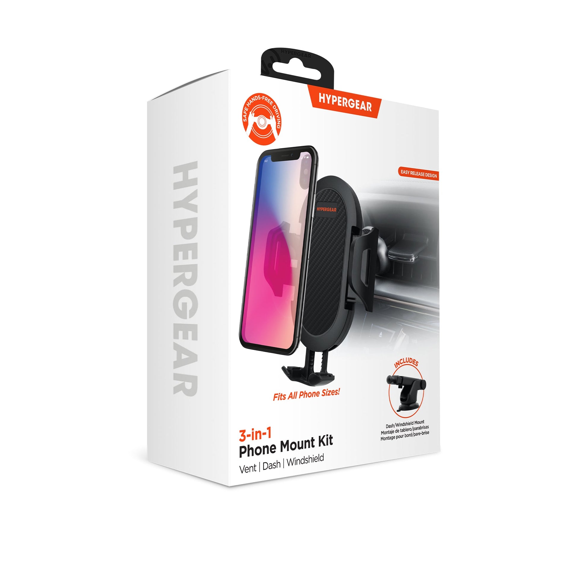 HyperGear 3-in-1 Phone Mount Kit Black (15289-HYP)