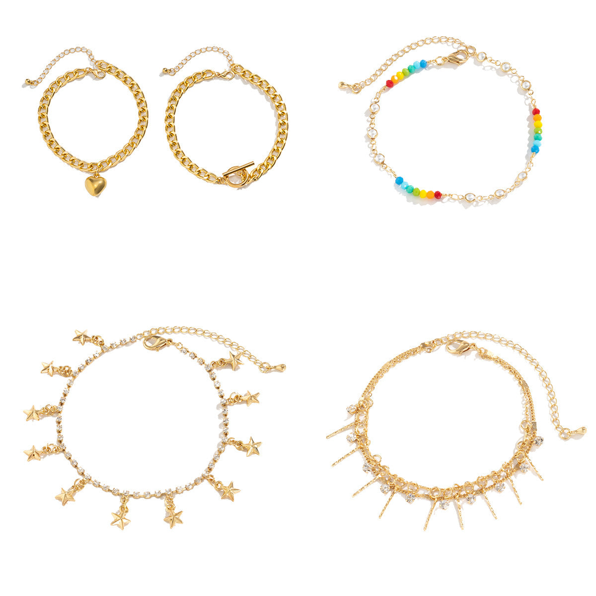 Beach star shaped tassel ankle bracelet, simple foot decoration, fashionable imitation pearl, versatile ankle chain