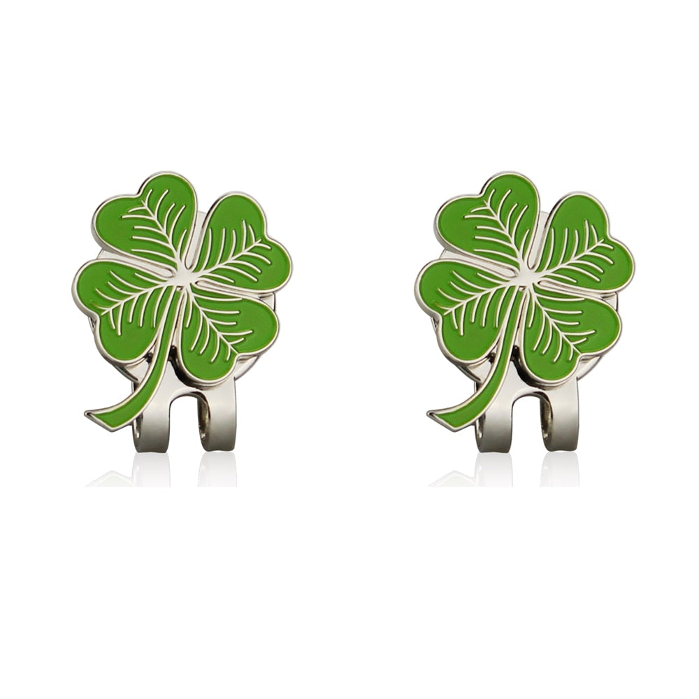 Four Leaf Clovers Golf Ball Marker with Golf hat clip Wholesale  Golf Accessories for golfer gift alloy Lucky clover marker