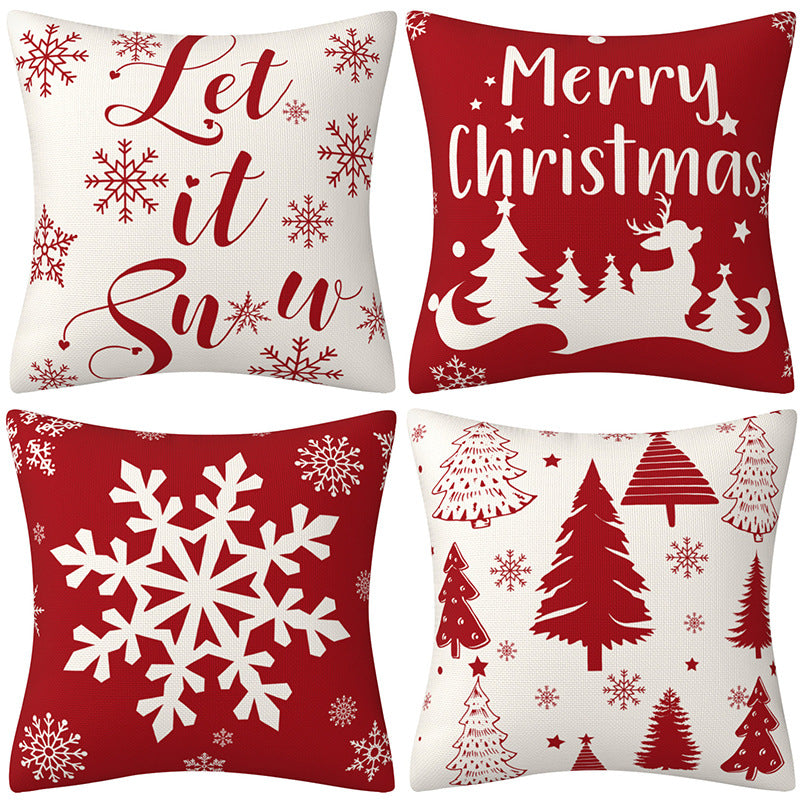 Red Christmas Snowflake Pillow Cover Amazon Home Sofa Cushion Cover Holiday Decoration Pillow