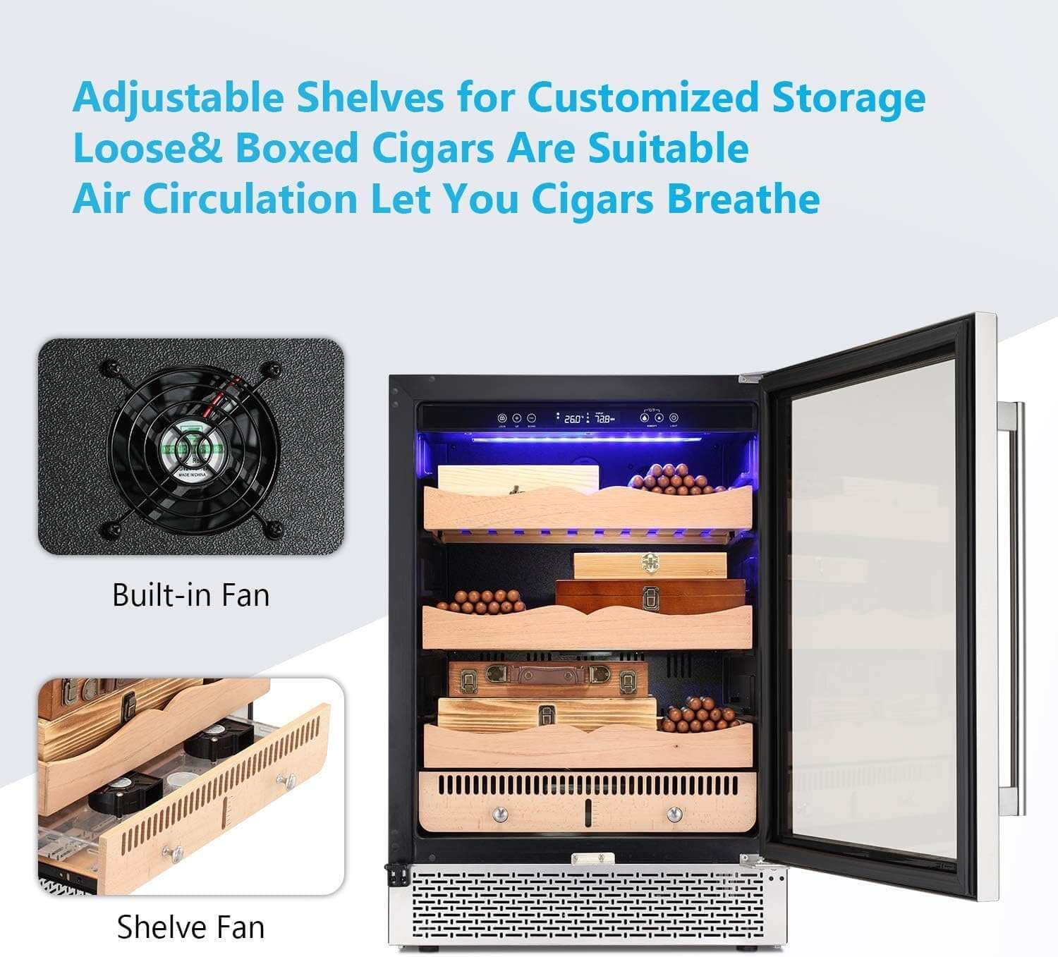 15 Inch Cigar Humidor Electric Humidor Silver Steel X5196