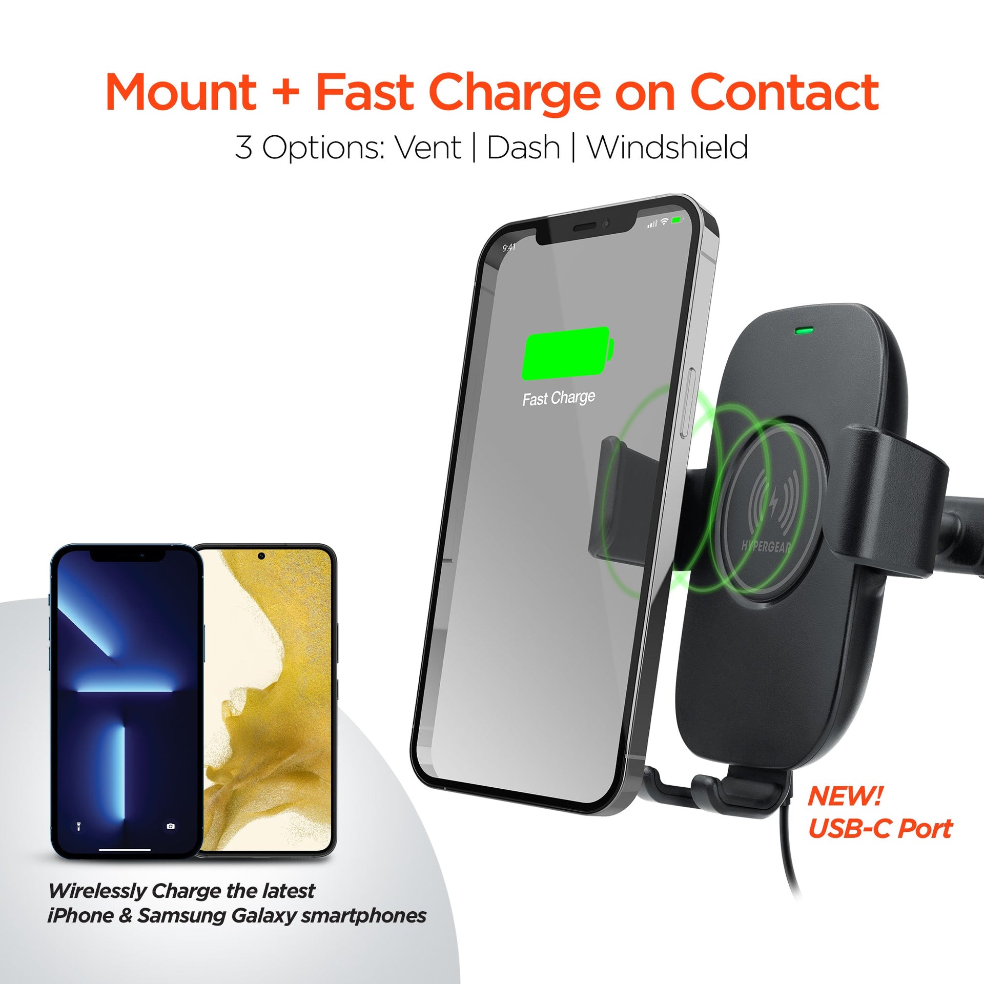 HyperGear Gravity 15W Wireless Fast Charge Mount - Hands-Free