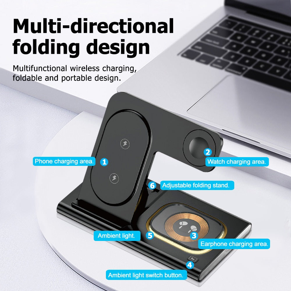 3-in-1 wireless charger supports fast charging and multifunctional wireless charging