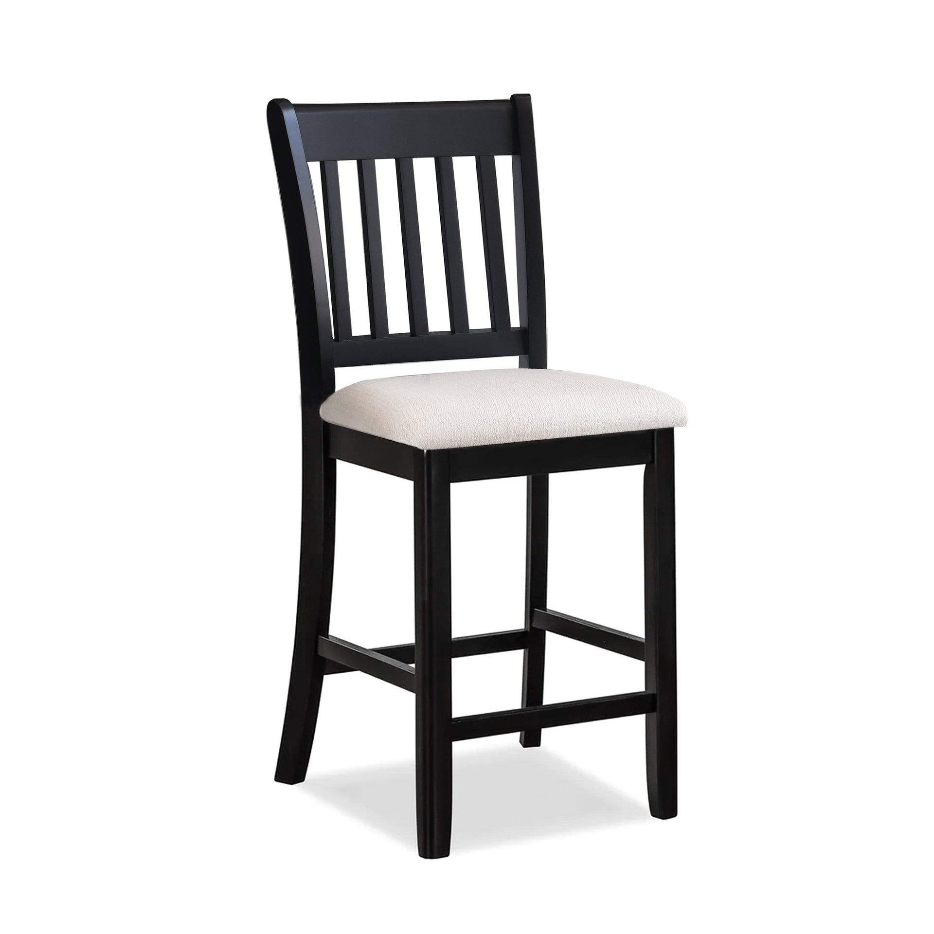 Casual Seating Black Finish Chairs Set of 2 Rubberwood Transitional Slatted Back Design Dining Room Furniture Counter Chairs