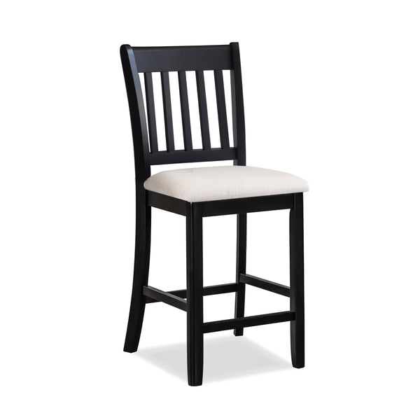 Casual Seating Black Finish Chairs Set of 2 Rubberwood Transitional Slatted Back Design Dining Room Furniture Counter Chairs