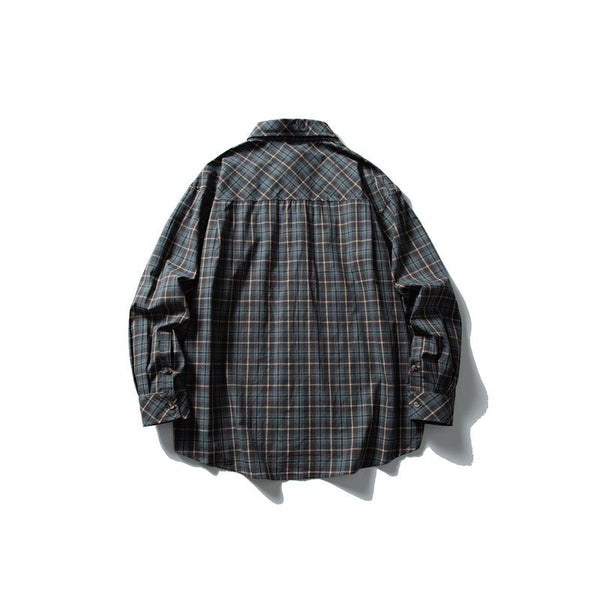 Casual long sleeved checkered shirt men's and women's loose shirt