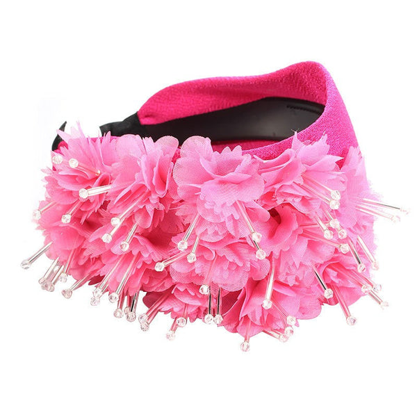 Fashionable Handmade Fabric Crystal Beads Simulated Flower Hair Hoops