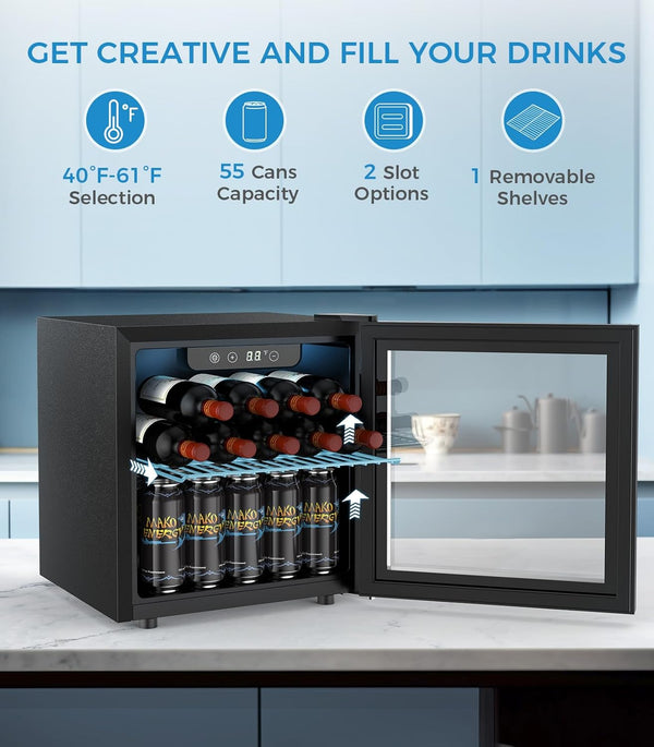 1.6 Cu.ft Mini Beverage Refrigerator and Cooler W5836H
