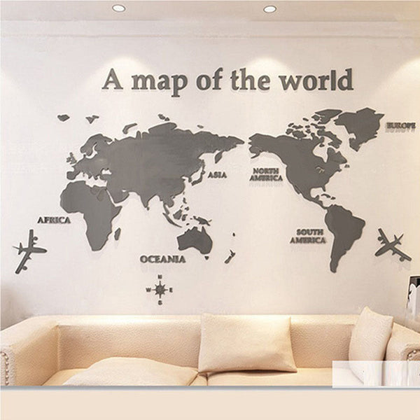Creative Home Background Wall Stickers Acrylic 3D Wall Stickers Living Room TV Background M70- Map