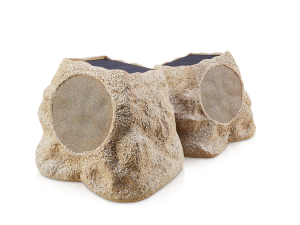 SoundPro 1-Pair Bluetooth Multi-Link Solar Rechargeable Wireless Rock Speakers